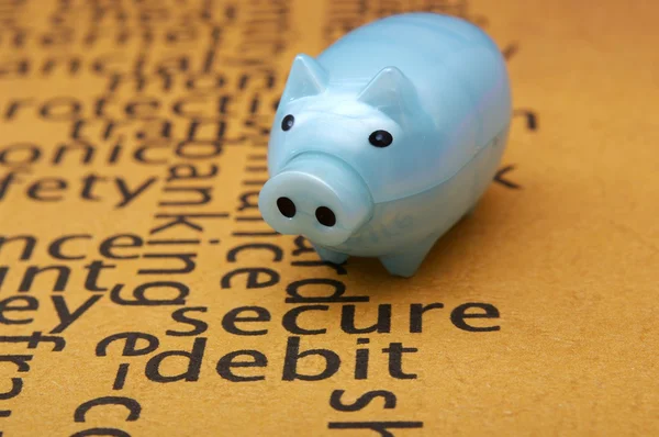 Piggy bank em conceito de texto seguro — Fotografia de Stock