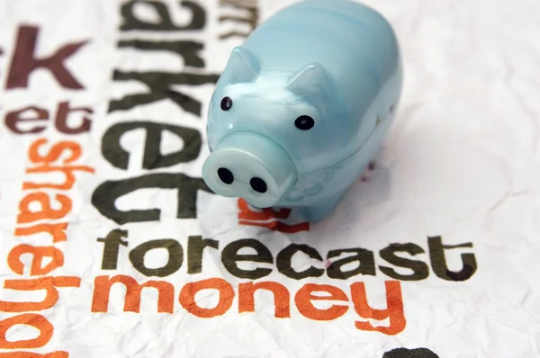 Piggy bank előrejelzési pénz fogalma — Stock Fotó