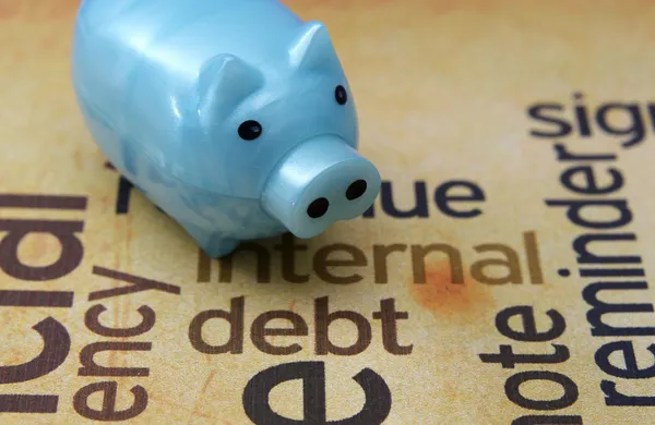 Piggy bank és adósság koncepció — Stock Fotó