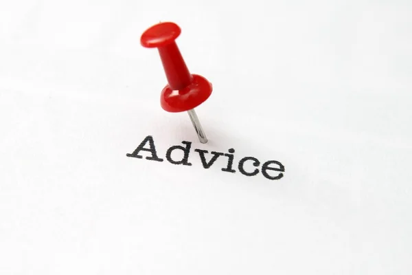 Push pin on advice text — Stock Photo, Image