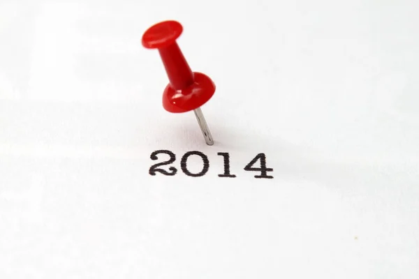 Push pins op 2014 tekst — Stockfoto