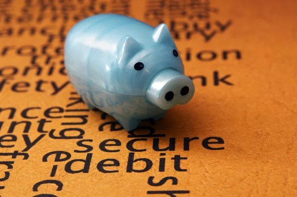 Banco porquinho e conceito de débito seguro — Fotografia de Stock