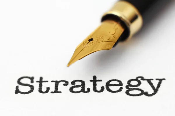 Strategy text and fountain pen — Stock Photo, Image