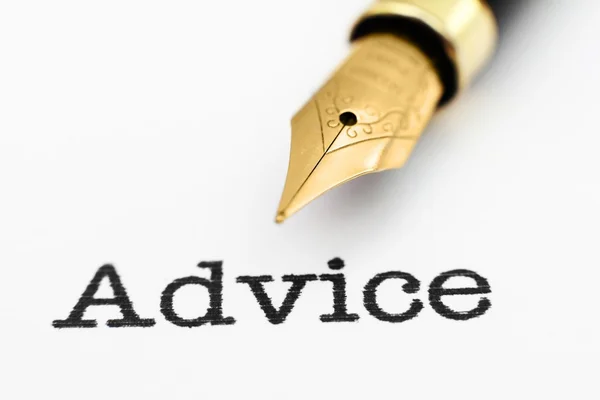 Advice text and fountain pen — Stock Photo, Image