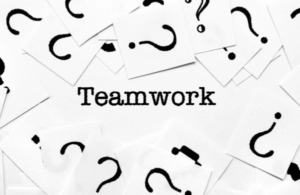 Lavoro di squadra e punto interrogativo — Foto Stock