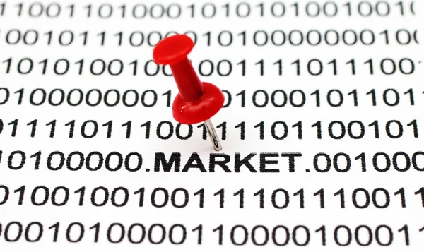 Push pin no texto do mercado — Fotografia de Stock