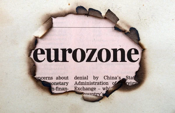 Eurozone op papier hole — Stockfoto