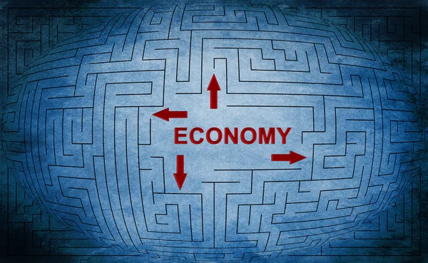 Economy sokkelo käsite — kuvapankkivalokuva