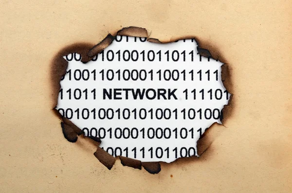 Network on paper hole — Stock Photo, Image