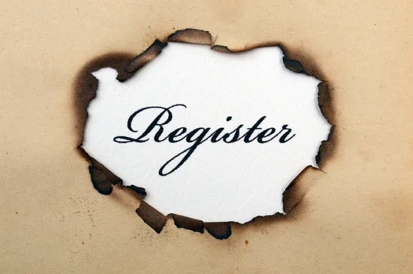 Register text on paper hole — Stock Photo, Image