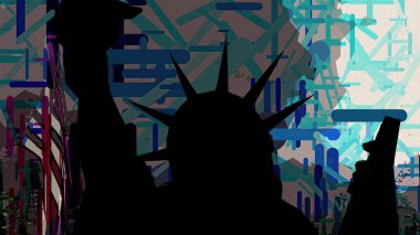 Pop Art Style Mizanpajında New York Özgürlük Heykeli