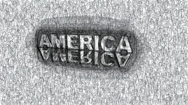 Amerika metin el çizimi dijital sanat illüstrasyonu