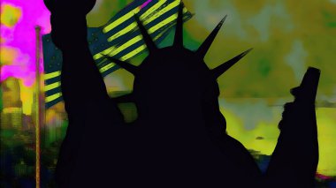 Pop Art Style Mizanpajında New York Özgürlük Heykeli