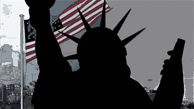 Pop Art Style Mizanpajında New York Özgürlük Heykeli