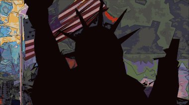 Pop Art Style Mizanpajında New York Özgürlük Heykeli