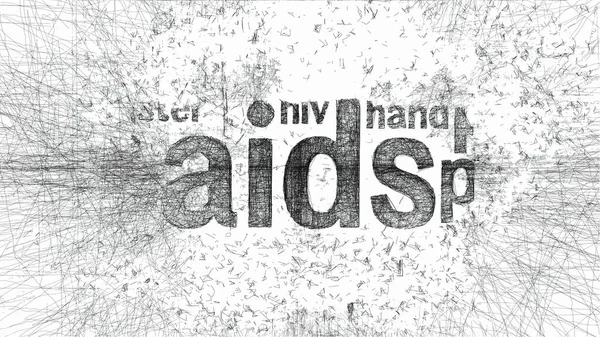 Aids Tekst Ręka Rysować Cyfrowy Sztuka Ilustracja — Zdjęcie stockowe