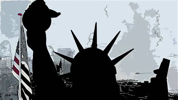 New York Statue Liberty Pop Art Style Layout — стокове фото