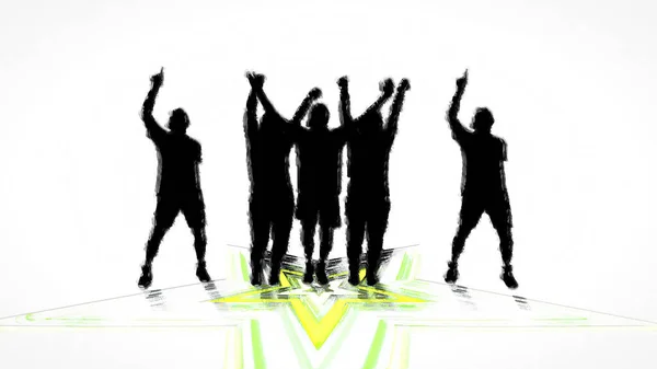 People Dancing Hand Draw Digital Art Illustration — Stock Photo, Image