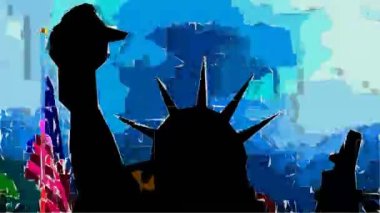 Pop Art Style animasyonunda New York Özgürlük Heykeli