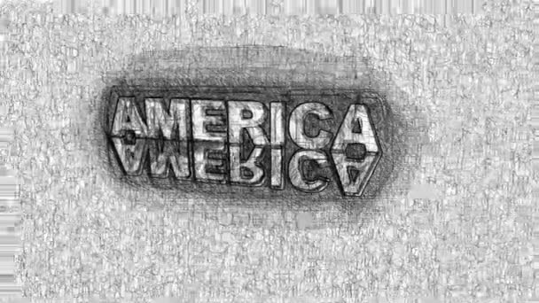 Amerika Text Hand zeichnen digitale Kunst Animation — Stockvideo