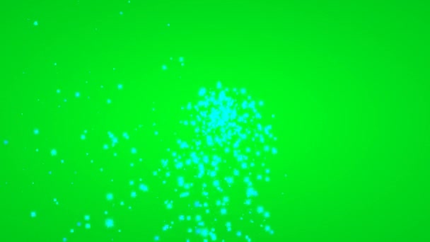 Színes részecskék a zöld képernyőn — Stock videók