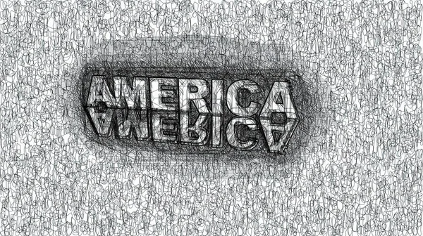 America Text Hand Draw Digital Art Illustration — Stock Photo, Image