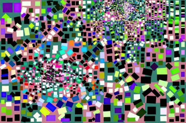 Geometrik şekiller ve elementlerle yapılan soyut bileşimin çizimi