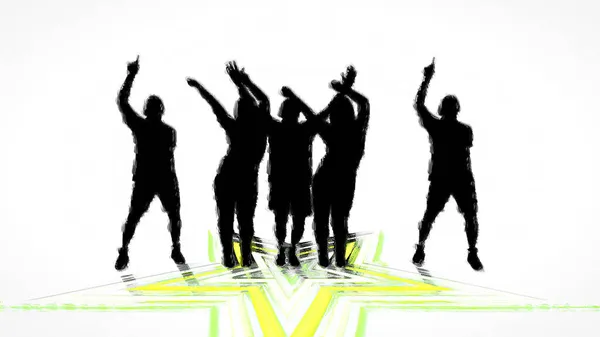 人々が手を踊るデジタルアートイラストを描く — ストック写真