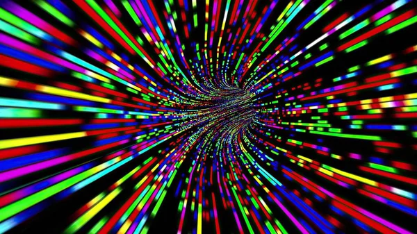 Attraversando Tunnel Dei Raggi Luce Colorati — Foto Stock