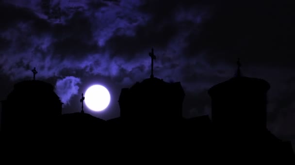 Lua cheia sobre nuvens escuras lapso de tempo — Vídeo de Stock