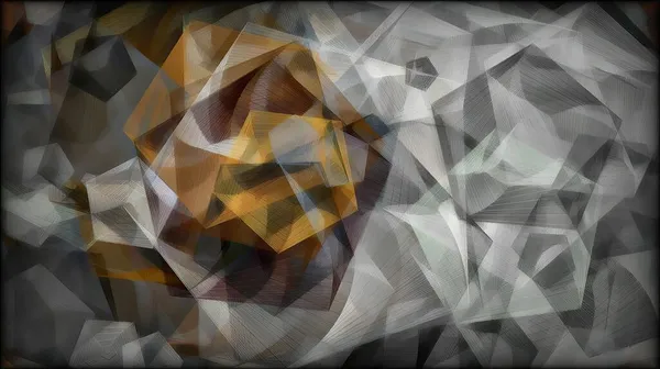 Cubos Triângulos Mão Desenhar Ilustração Arte Digital — Fotografia de Stock