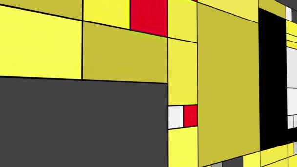 Färgglada rektanglar mondrisk stil konst illustration dolly skott — Stockvideo