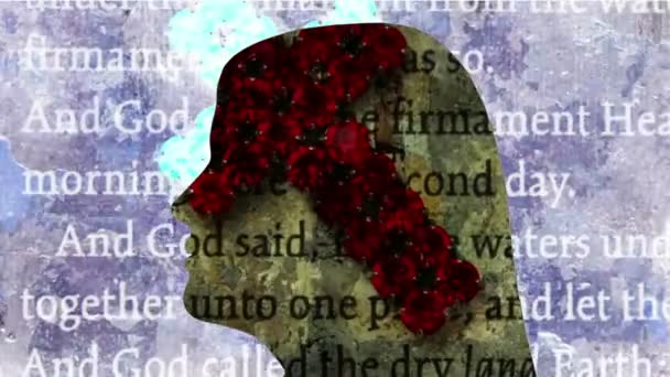 Retrato Surreal de Mulher silhueta e cruz de Jesus — Vídeo de Stock