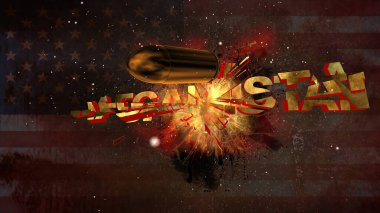 Afganistan mesajı ve ABD bayrağı 