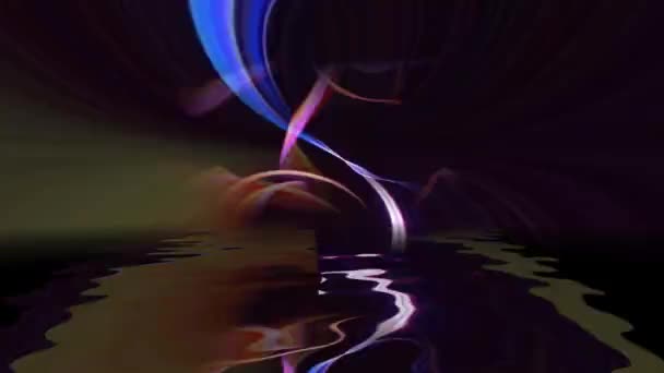 在黑色背景下运动的五彩缤纷的琴弦 — 图库视频影像