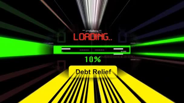 Adósság reliaf betöltése folyamatban bar a képernyőn — Stock videók