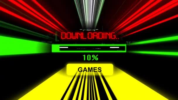 Het downloaden van games voortgangsbalk op het scherm — Stockvideo