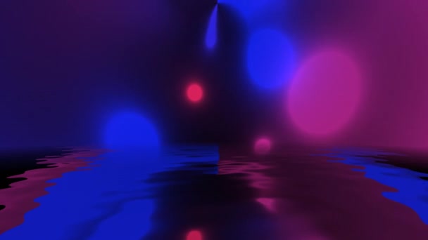 Fondo de partículas coloridas reflejado en el agua — Vídeos de Stock