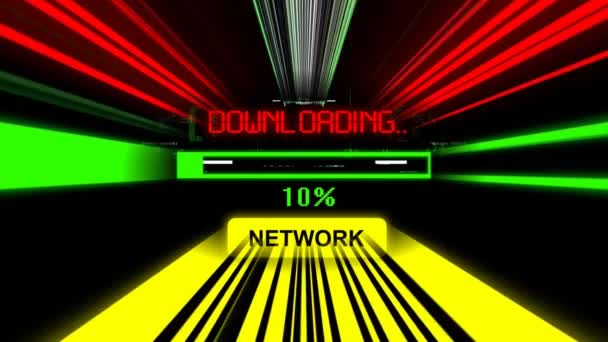 Network downloading progress bar on the screen — Stockvideo