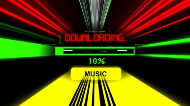 Music downloading progress bar on the screen — стоковое видео