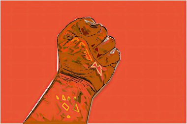 Protesto etmek için sıkı tutulan bir yumruk.