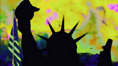 Pop Art Style Mizanpajında New York Özgürlük Heykeli