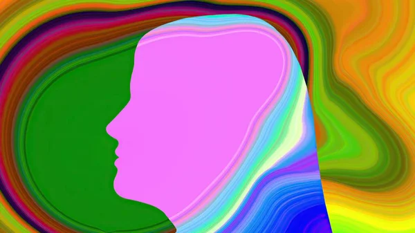 Surreal Colorful Portrait Woman Silhouette — Stock Photo, Image