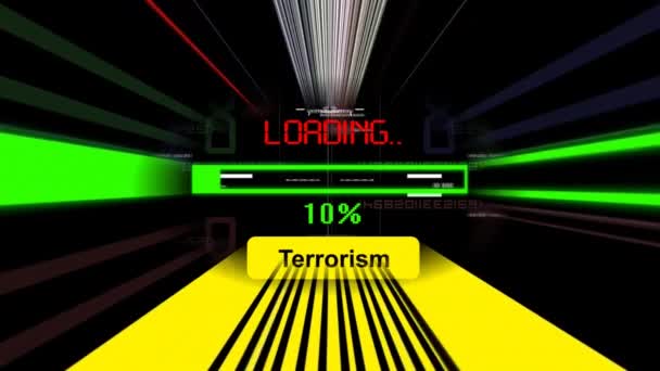 Terrorismo caricamento barra di avanzamento sullo schermo — Video Stock