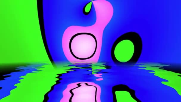 Astratto Animazione Psichedelica Motion Graphics che si riflette nell'acqua — Video Stock