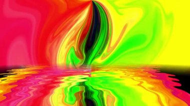 Suya yansıyan rengarenk renkli boya karışımı