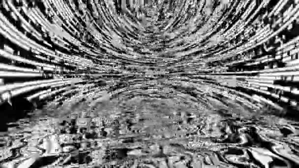 Flusso di bit digitale pixel di sfondo che riflette in acqua — Video Stock