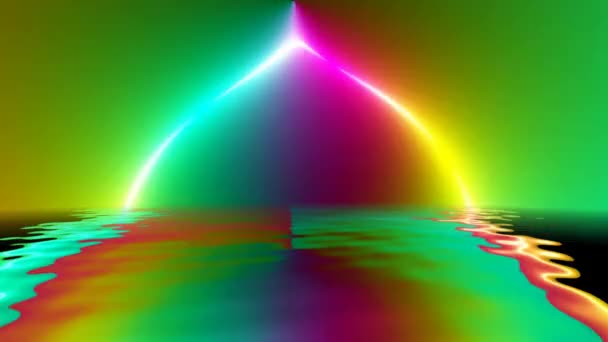 Färgglada ljus mix med gradient levande färger återspeglas i vatten — Stockvideo