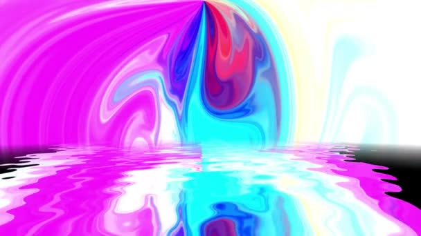 Colorful paint mix with gradient vivid colors reflected in water — Stock Video