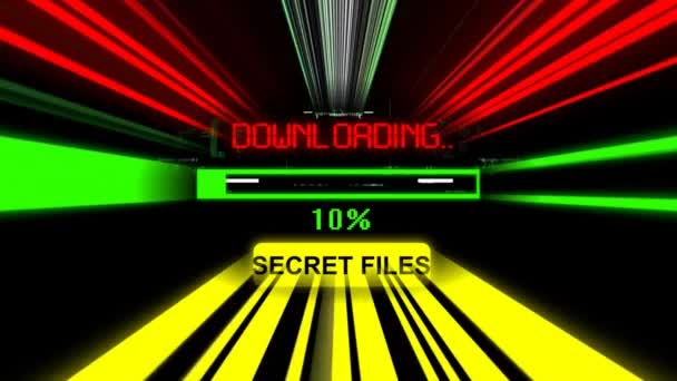 Archivos secretos que descargan la barra de progreso en la pantalla — Vídeo de stock
